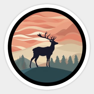 Deer Silhouette Emerald Forest Wanderlust Design Sticker